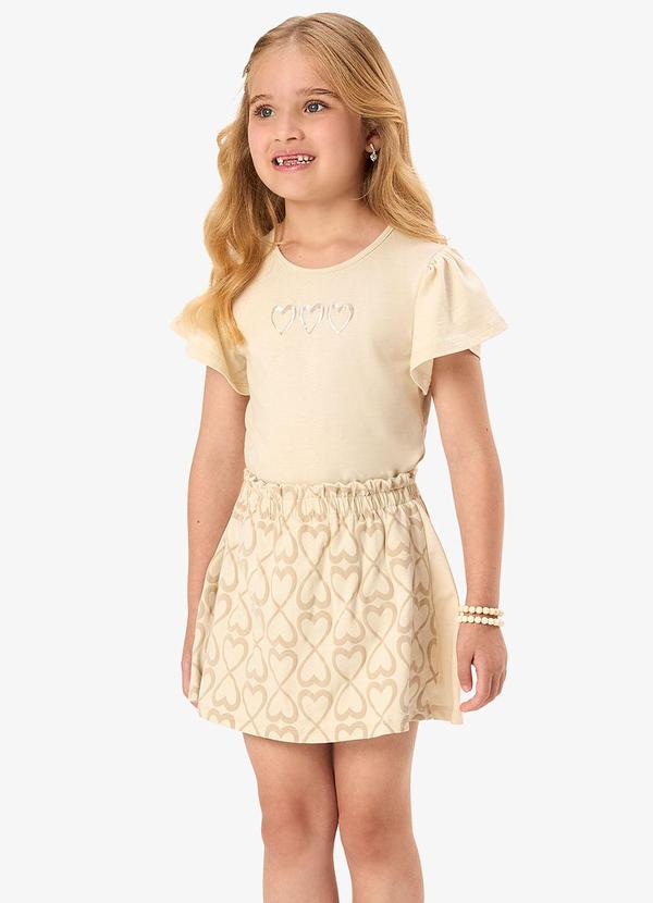 Conjunto Blusa com Saia Infantil Bege