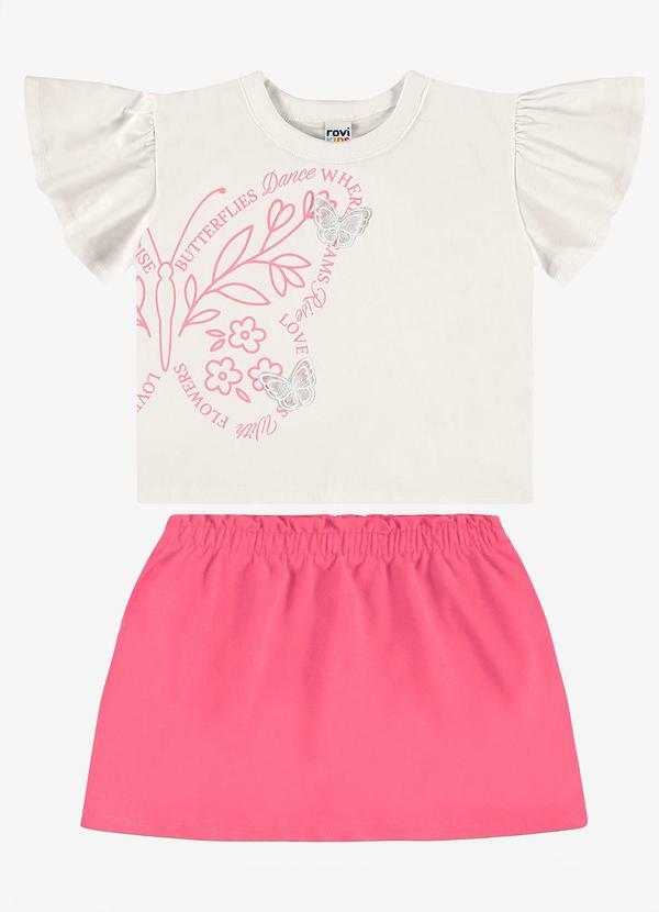 Conjunto Blusa com Saia Infantil Bege