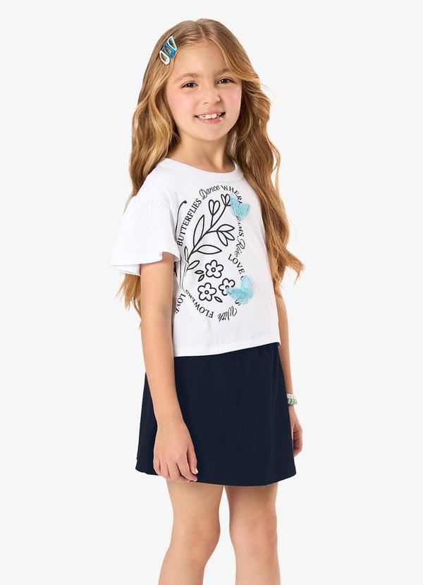 Conjunto Blusa com Saia Infantil Branco