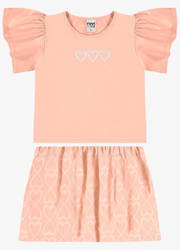 Conjunto Blusa com Saia Infantil Rosa