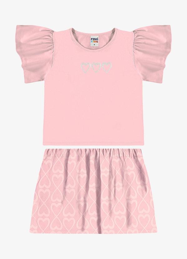 Conjunto Blusa com Saia Infantil Rosa