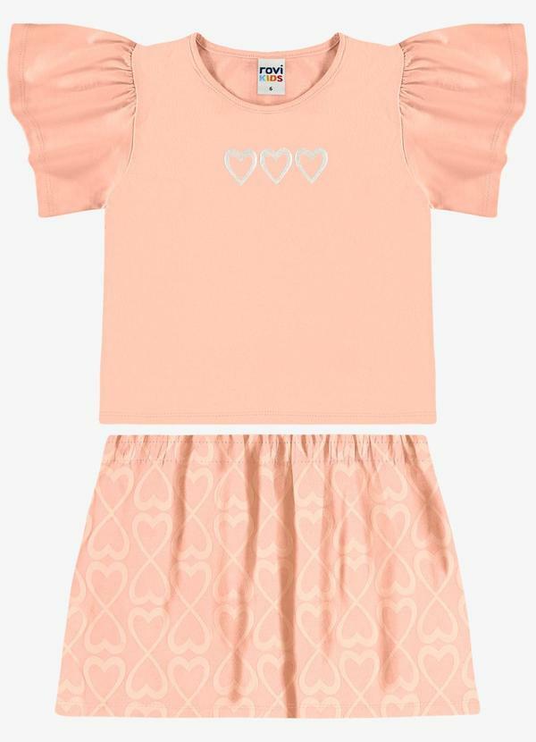 Conjunto Blusa com Saia Infantil Rosa