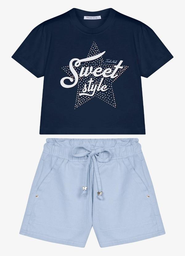 Conjunto Blusa com Shorts Azul