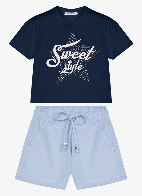 Conjunto Blusa com Shorts Azul