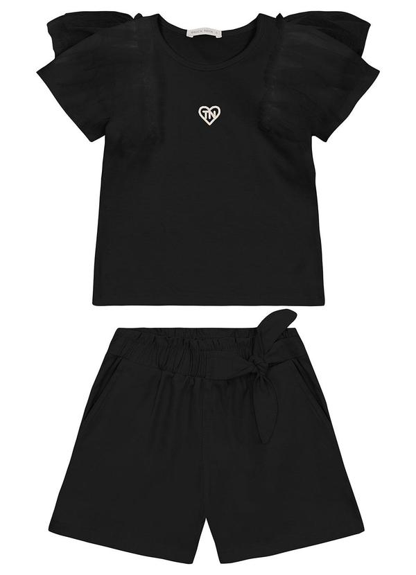 Conjunto Blusa com Shorts Cotton Leve Preto