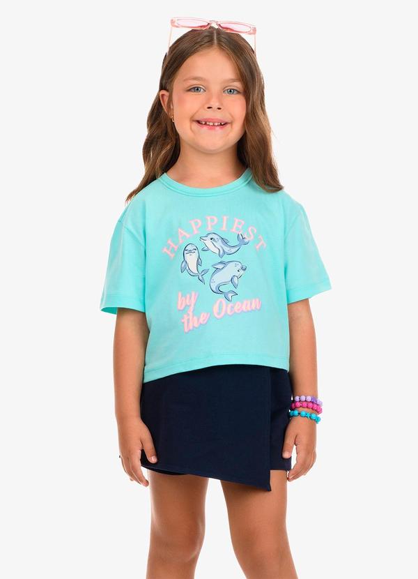 Conjunto Blusa com Shorts Feminino Azul