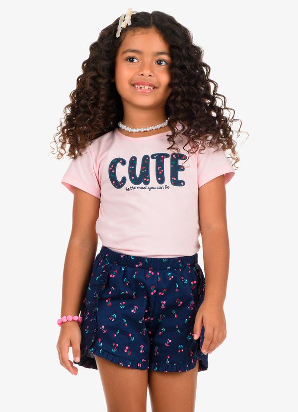 Vista 2 Conjunto Blusa com Shorts Feminino Azul Rovi Kids Rovi Kids