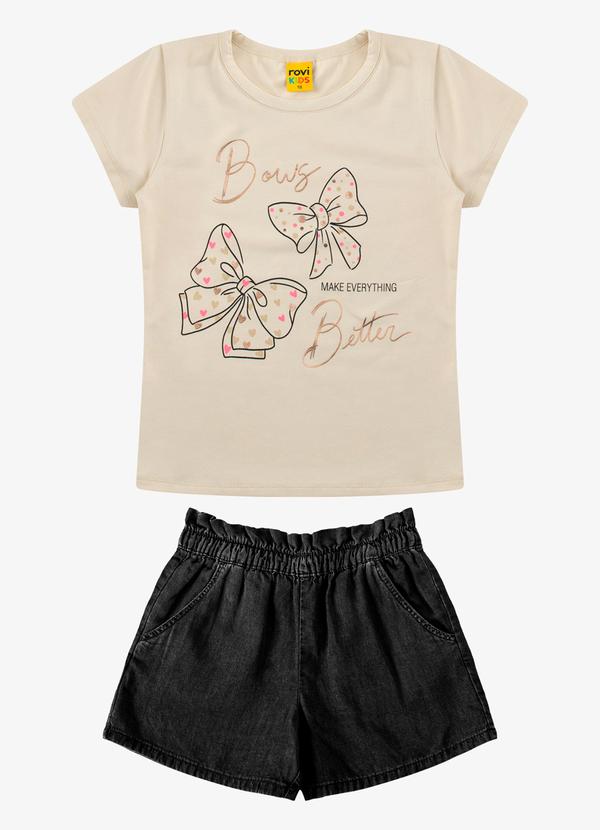 Conjunto Blusa com Shorts Feminino Bege