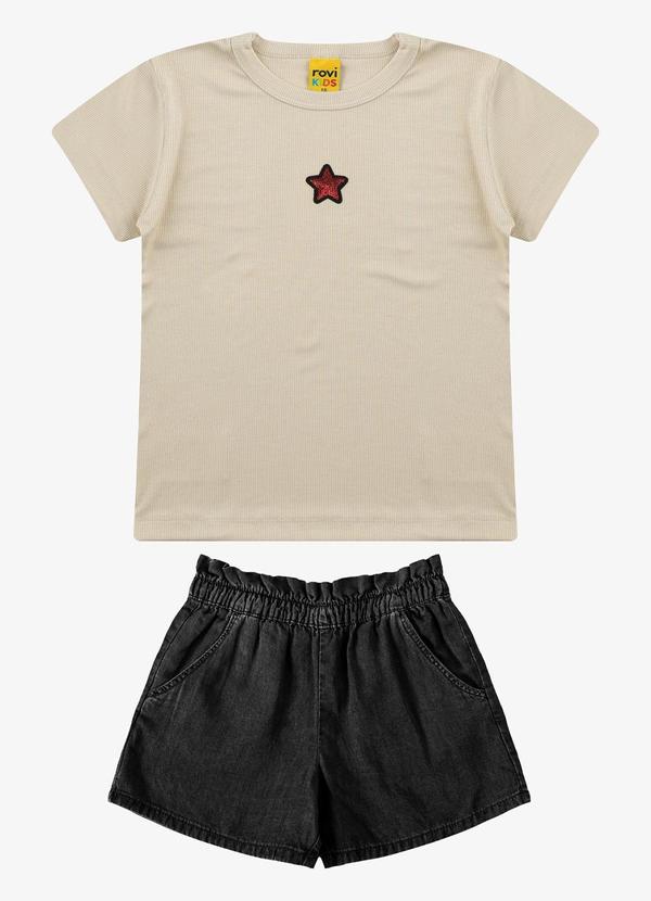 Conjunto Blusa com Shorts Feminino Bege