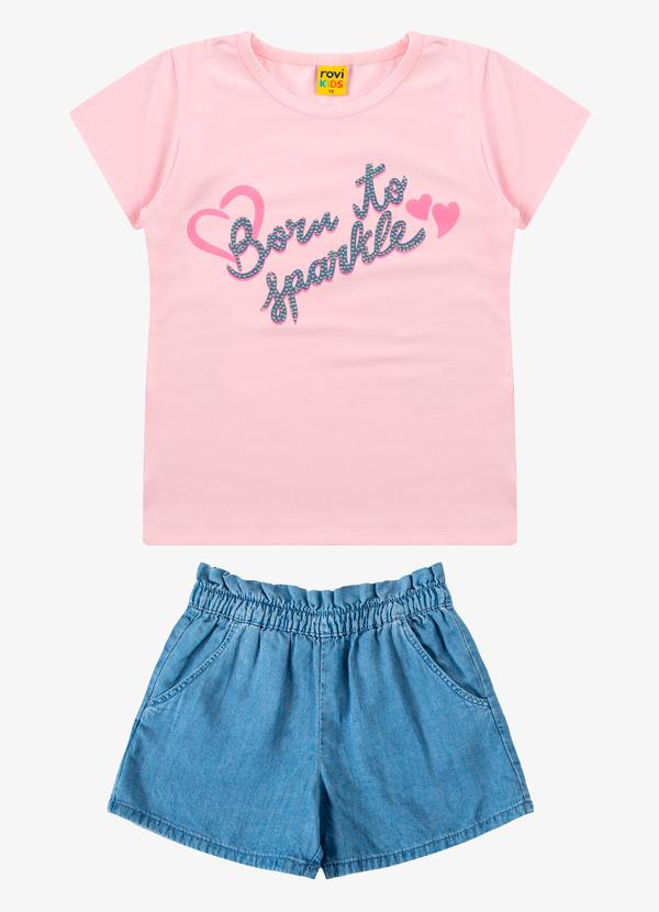 Conjunto Blusa com Shorts Feminino Rosa