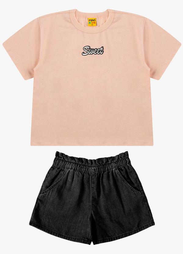 Conjunto Blusa com Shorts Feminino Rosa