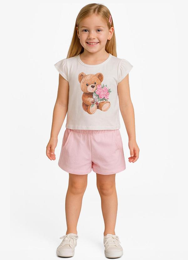Conjunto Blusa com Shorts Infantil Bege