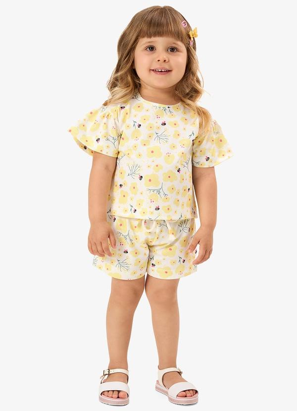 Conjunto Blusa com Shorts Infantil Bege