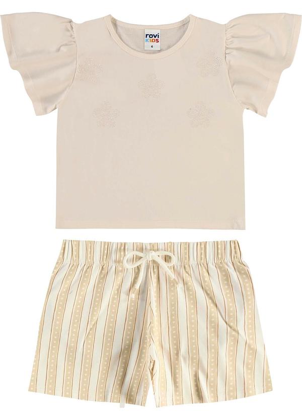 Conjunto Blusa com Shorts Infantil Bege