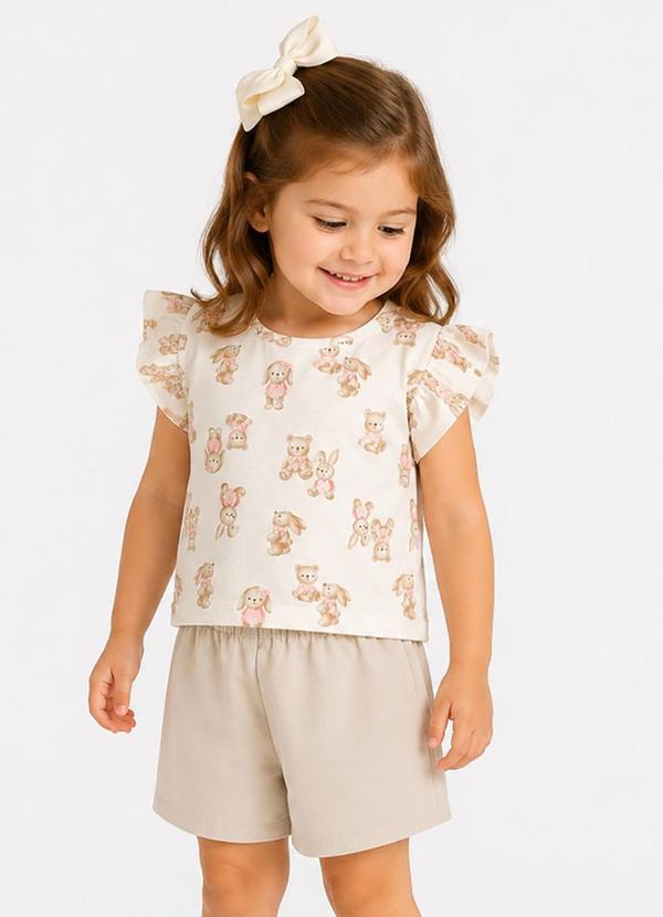 Conjunto Blusa com Shorts Infantil Bege