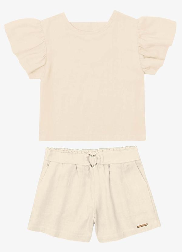 Conjunto Blusa com Shorts Infantil Bege