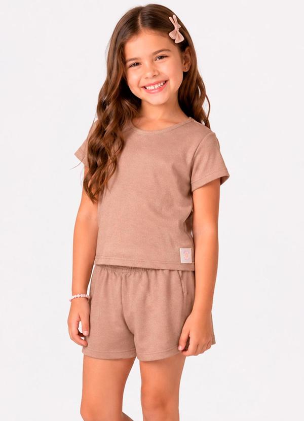 Conjunto Blusa com Shorts Infantil Marrom