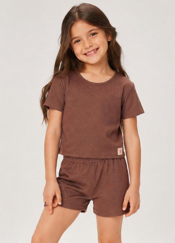 Conjunto Blusa com Shorts Infantil Marrom