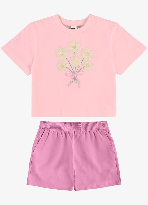 Conjunto Blusa com Shorts Infantil Rosa