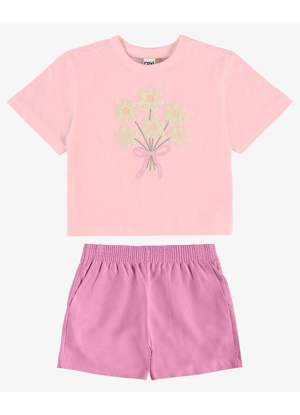 Conjunto Blusa com Shorts Infantil Rosa