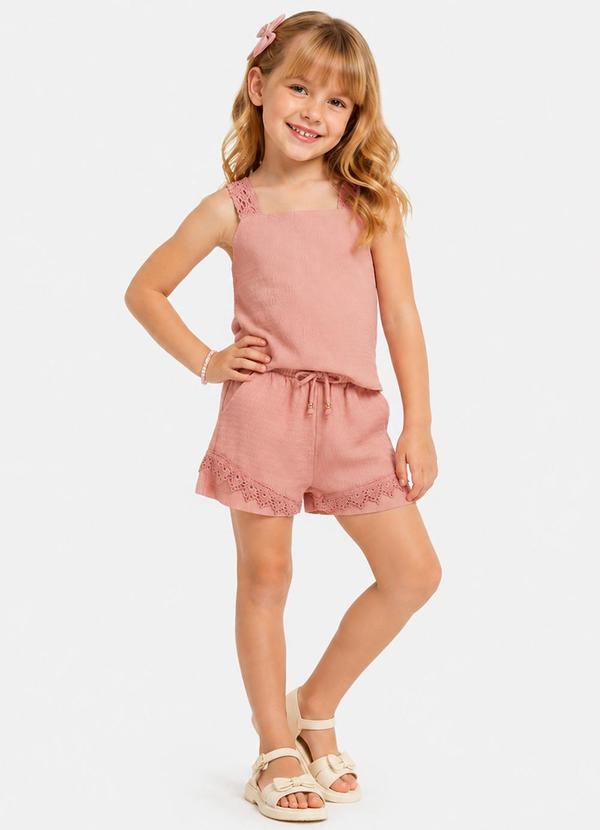 Conjunto Blusa com Shorts Infantil Rosa