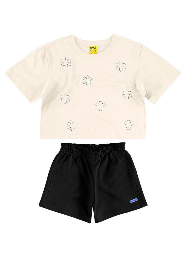 Conjunto Blusa com Shorts Meia Malha Bege