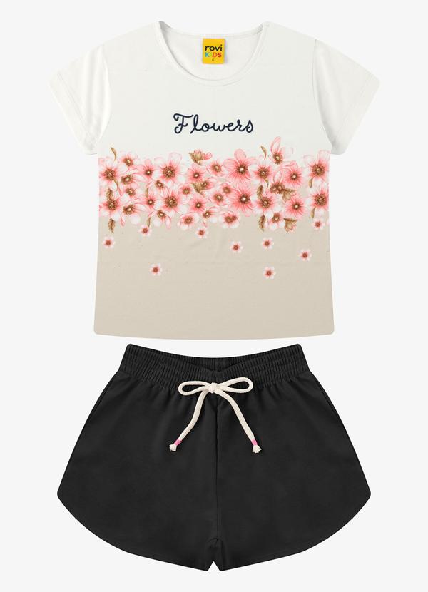 Conjunto Blusa com Shorts Meia Malha Bege