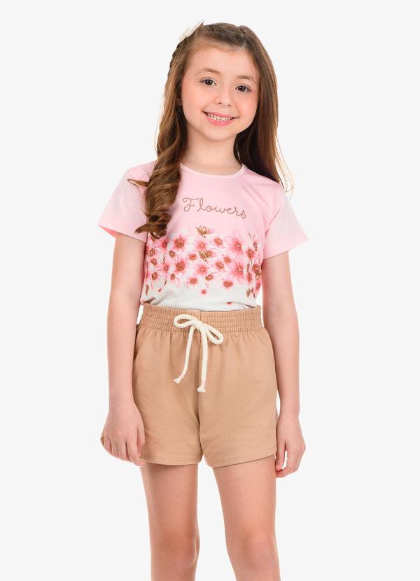 Conjunto Blusa com Shorts Meia Malha Rosa
