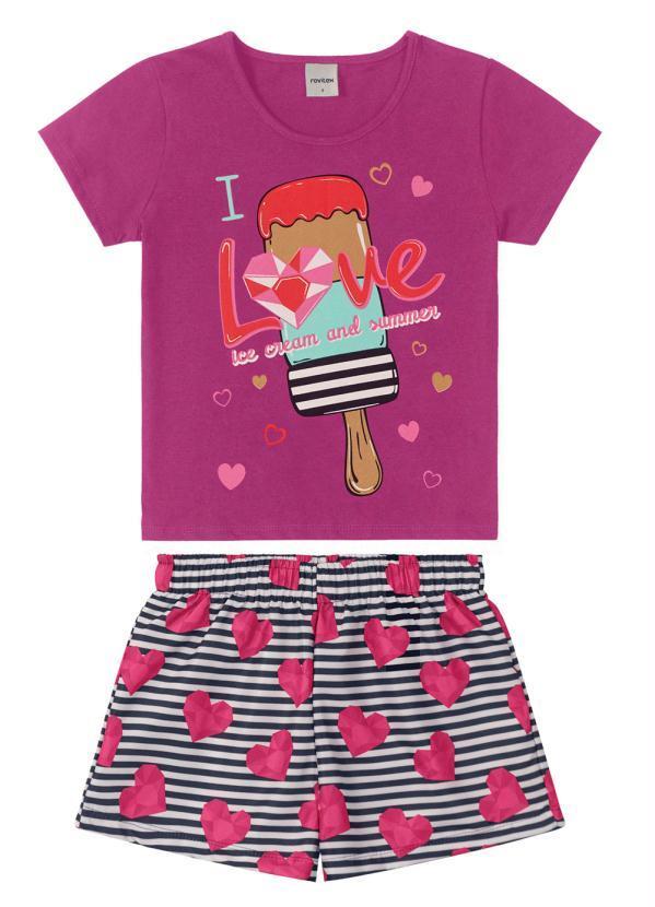 Conjunto Blusa com Shorts Rosa