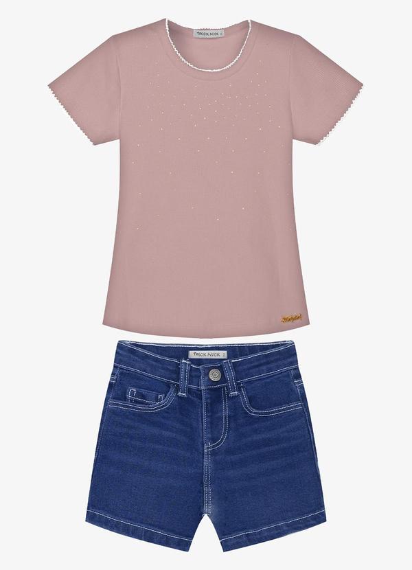 Conjunto Blusa com Shorts Rosa