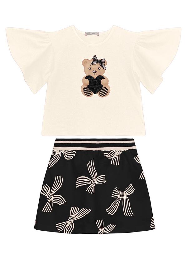 Conjunto Blusa com Shorts Saia Bege