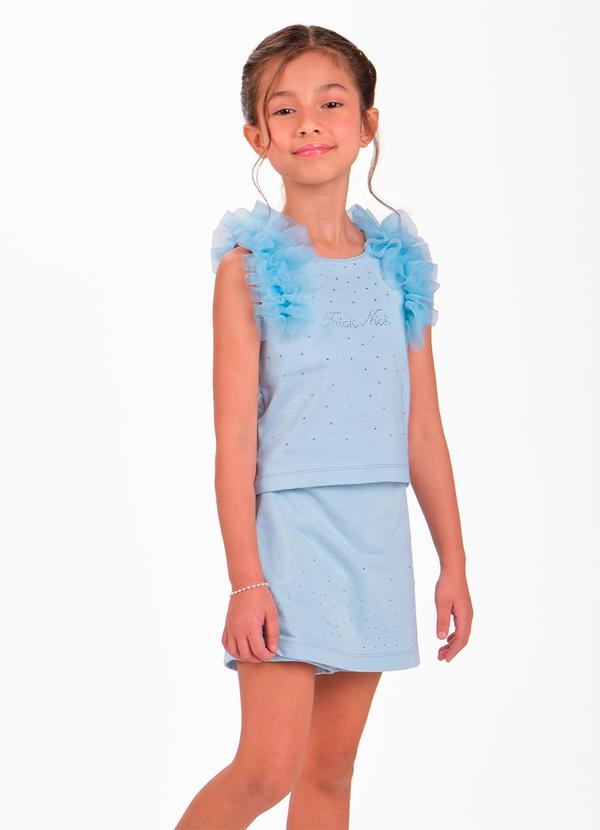 Conjunto Blusa com Shorts Saia Feminino Azul