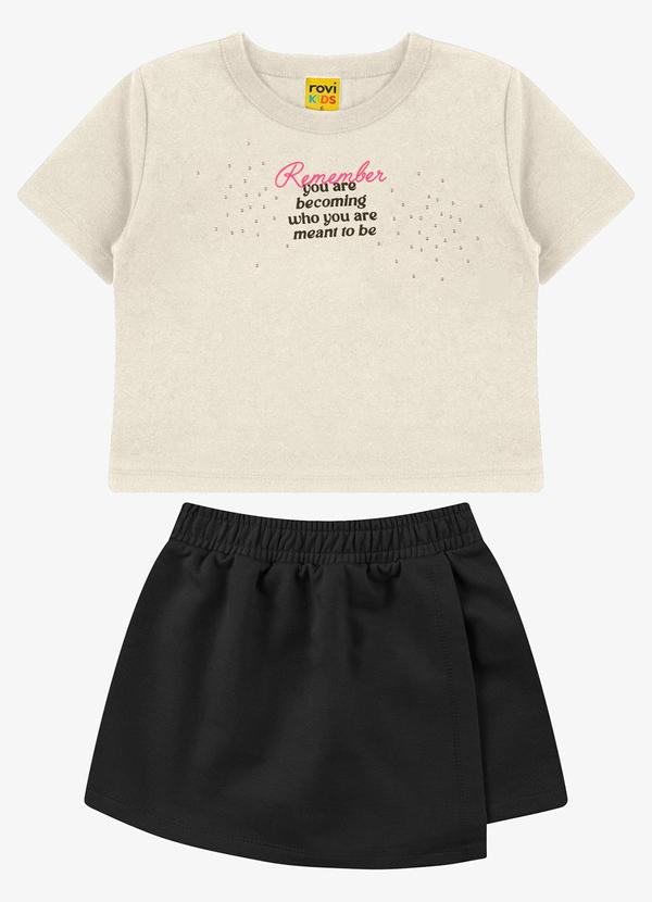 Conjunto Blusa com Shorts Saia Meia MalhaBege