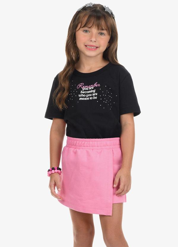 Conjunto Blusa com Shorts Saia Meia MalhaPreto