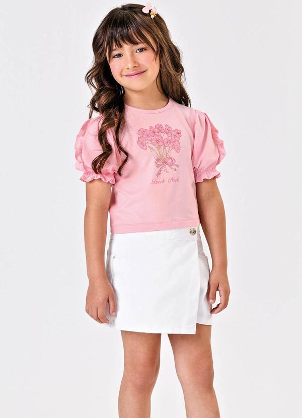 Conjunto Blusa com Shorts Saia Sarja Branco