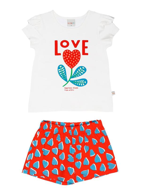 Vista 2 Conjunto Blusa com Silk e Short Estampado Nude Tink Bink Tink Bink