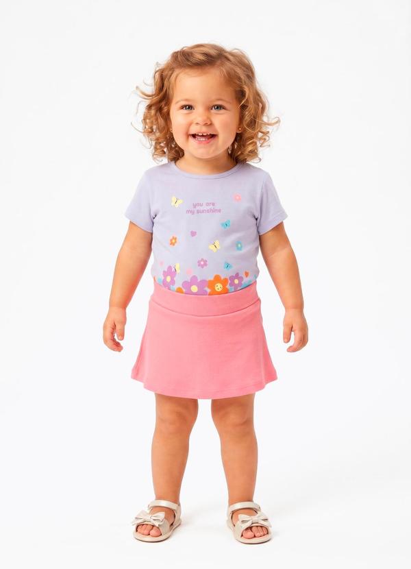 Conjunto Blusa com Silk e Shorts Saia Roxo