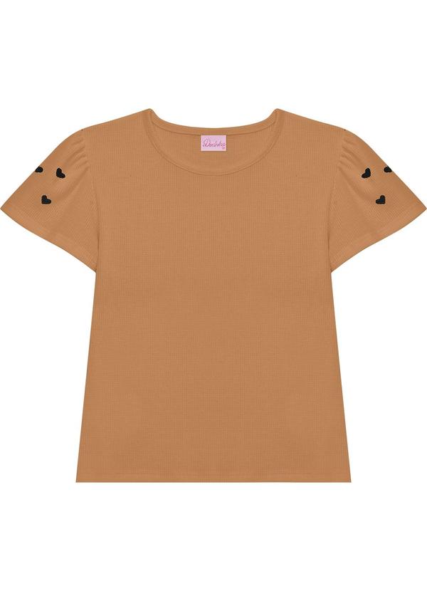 Conjunto Blusa Coração e Short Saia Bege