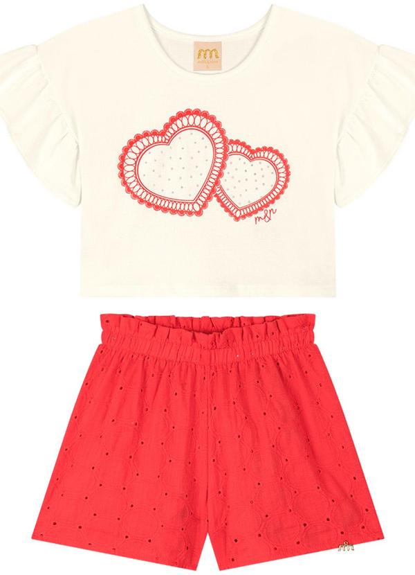 Conjunto Blusa Cotton com Sshorts Laise Bege