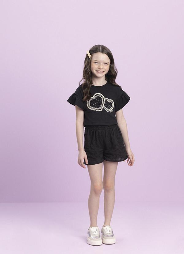 Conjunto Blusa Cotton com Sshorts Laise Preto