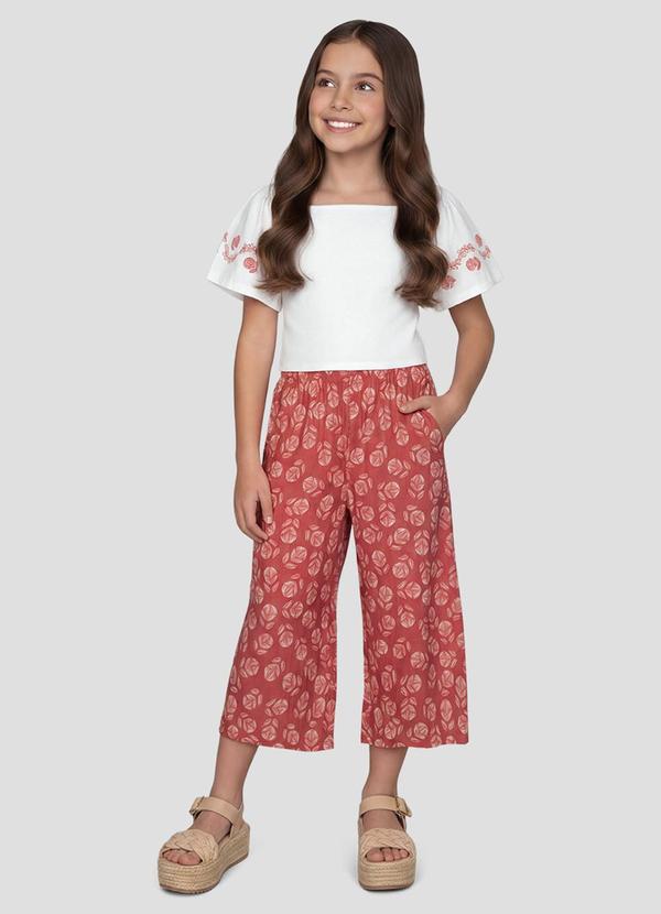 Conjunto Blusa Cotton e Calça Viscose Branco