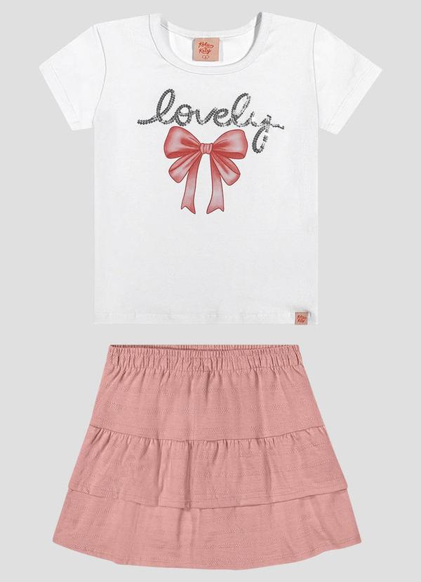 Conjunto Blusa Cotton e Saia Stripe Branco