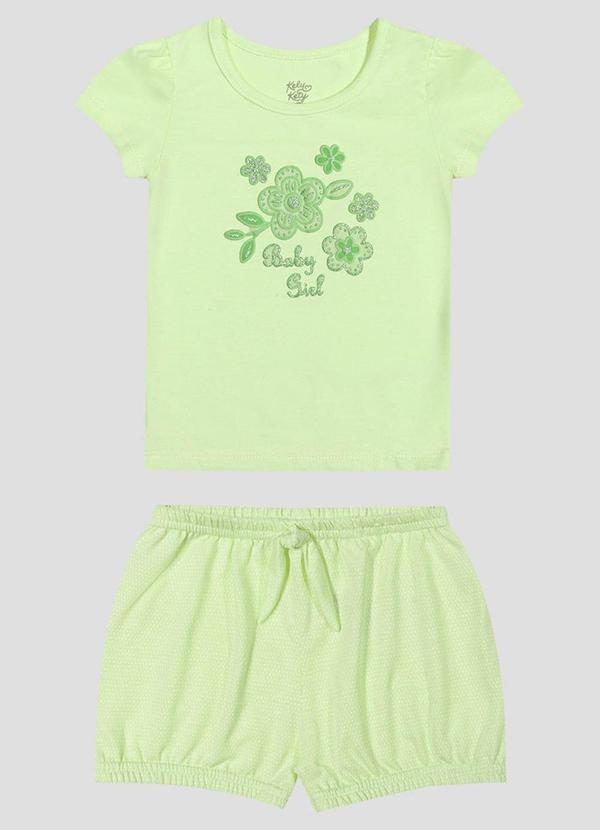 Conjunto Blusa Cotton e Shorts em Malha Verde