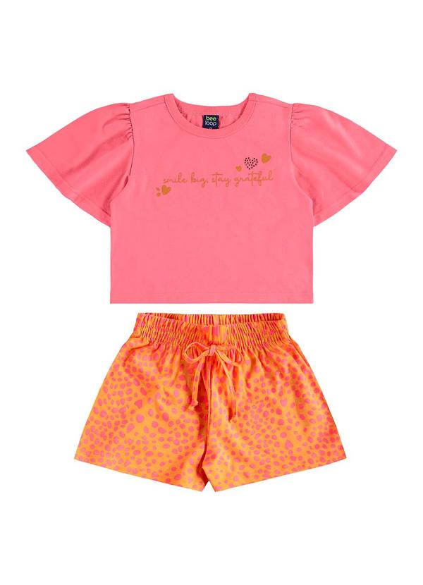 Conjunto Blusa Cropped e Short Rosa