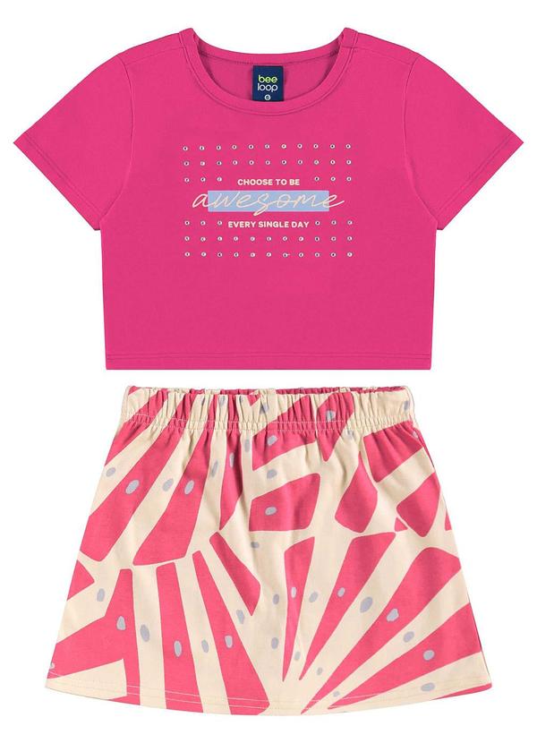 Vista 2 Conjunto Blusa Cropped e Short-Saia Rosa Bee Loop Bee Loop