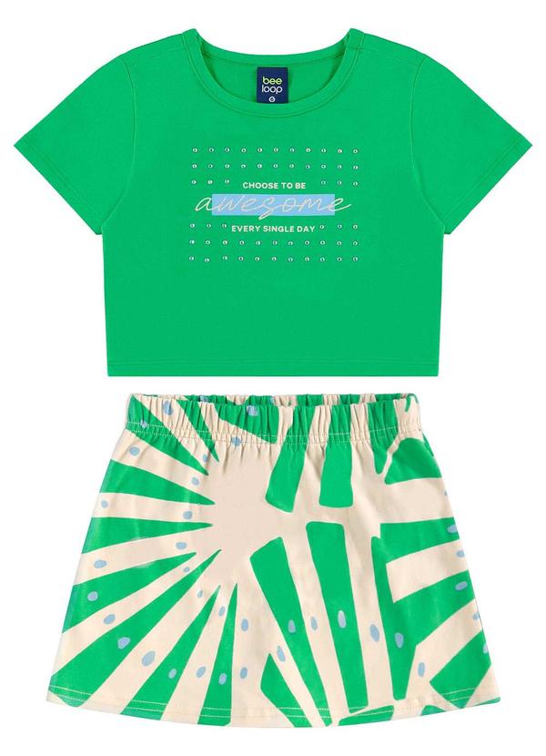 Vista 2 Conjunto Blusa Cropped e Short-Saia Verde Bee Loop Bee Loop