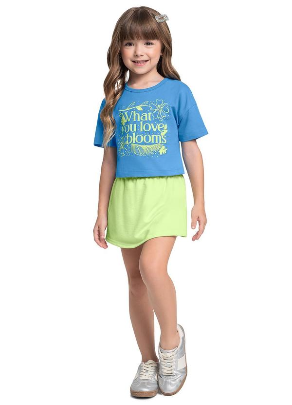 Conjunto Blusa Cropped Short-Saia Azul