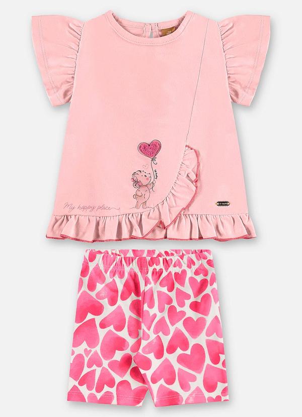 Conjunto Blusa e Ciclista Bebê Rosa