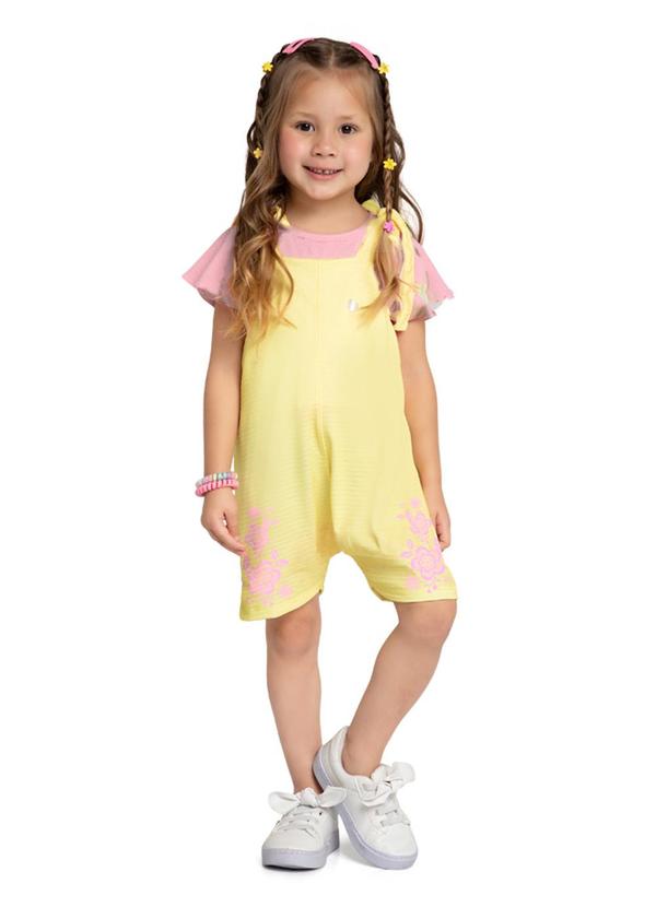 Vista 2 Conjunto Blusa e Jardineira Cotton Bee Amarelo Marlan Marlan