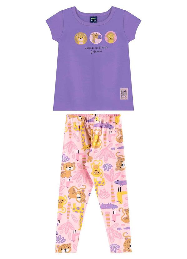 Vista 2 Conjunto Blusa e Legging Menina Roxo Bee Loop Bee Loop